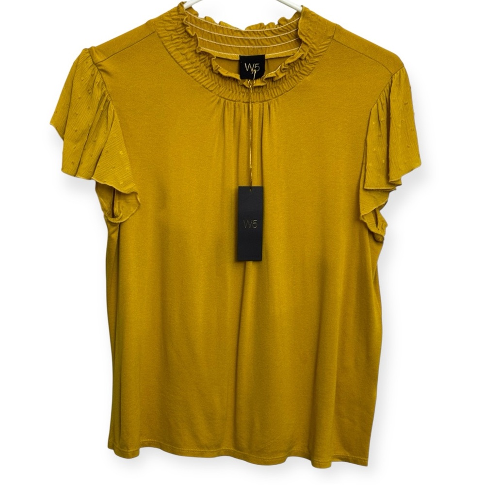 Anthropologie: W5 Women’s Golden Ruffle Sleeve Blouse Size M